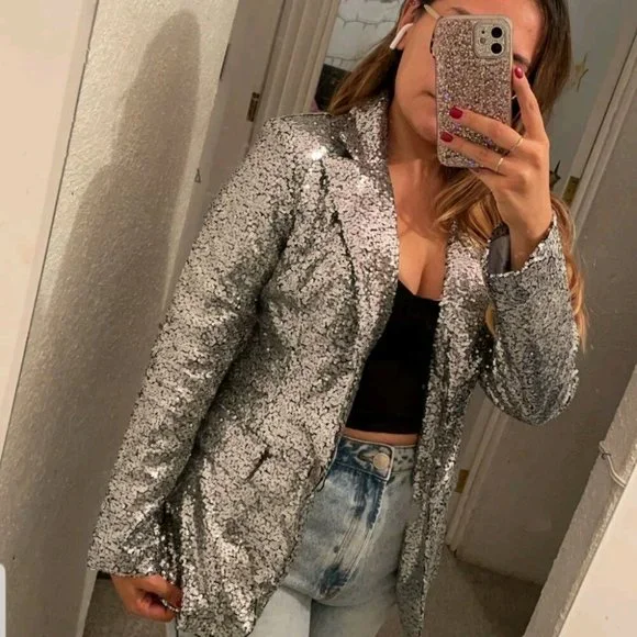 Silver sequin blazer - Picture 4 of 13